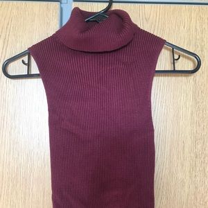 Crop sleeveless turtleneck sweater